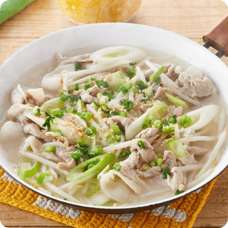 豚肉ともやしのねぎごま炒め鍋